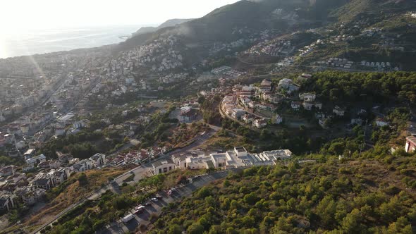 Aerial View Alanya Turkey  Resort Town Seashore