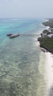 Tanzania  Vertical Video House on Stilts in the Ocean on the Coast of Zanzibar Slow Motion