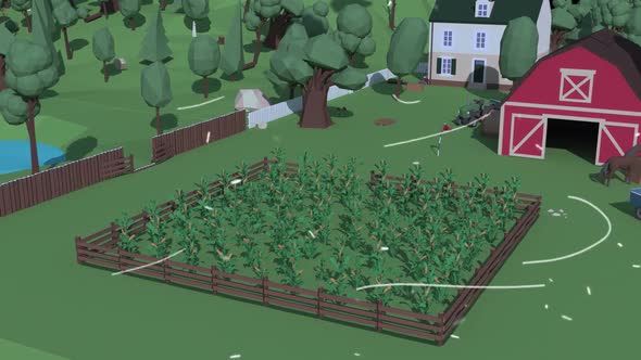 Impact Of Climate Change On Farms 3D Low Poly Animation