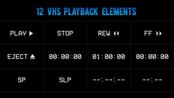 12 VHS Playback Elements with Screen Distortion Noise - HD alt