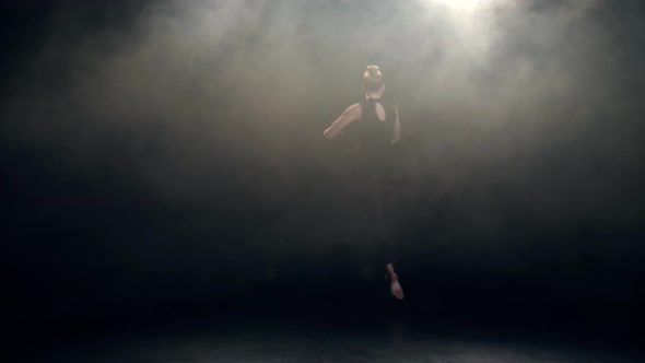 Graceful Artist Dancing Contemp in Smoky Studio