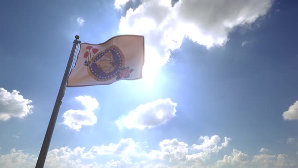 Sacramento County Flag (California, USA) on a Flagpole V4