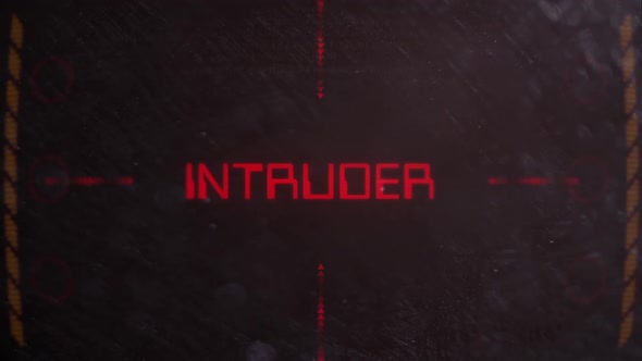 Intruder Warning on a Cyberpunk Sci-fI Retro Sci Fi Style