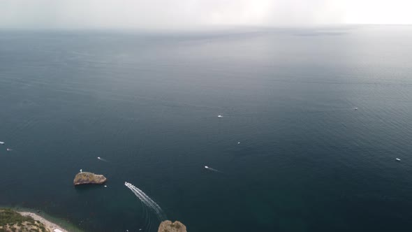 Aerial View Footage of Rain Clouds Over Sea Ocean Black Clouds in Bad Weather Day Over Sea Surface
