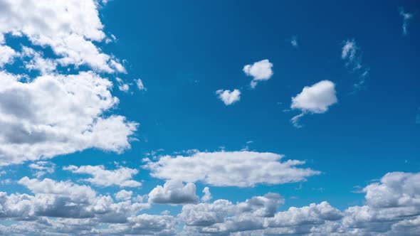 Cumulus Cirrus Clouds Move in the Blue Sky. Time Lapse.