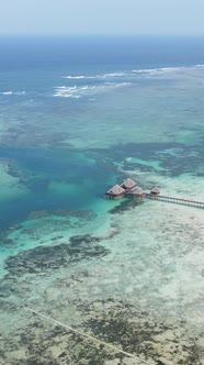 Vertical Video House on Stilts in the Ocean on the Coast of Zanzibar Tanzania