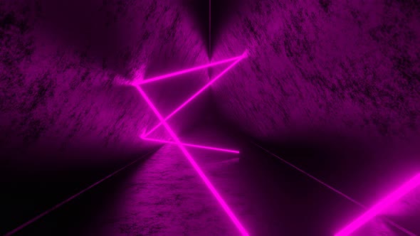 Purple Laser Ray Moving and Bouncing in Triangle Dark Tunnel