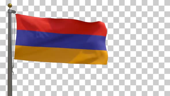 Armenia Flag on Flagpole with Alpha Channel - 4K