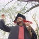 Beautiful Brunette Woman Standing in Park Putting Off Mortarboard Throwing Smiling - VideoHive Item for Sale
