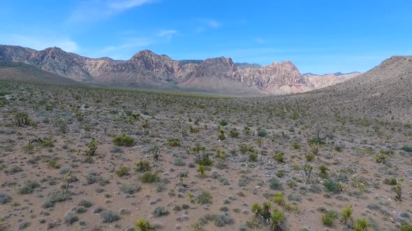 Drone Over Beautiful Nevada Desert Towards Mountains