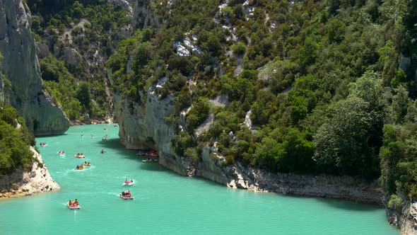 Panoramic View of Boating on the Verdon River, France