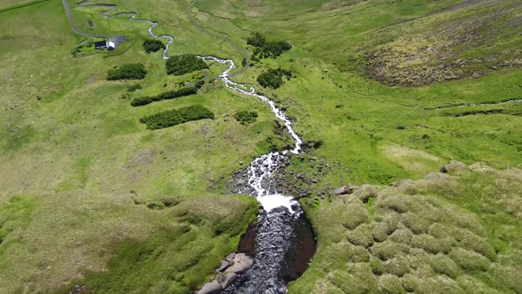 Bjarnarfoss - waterfall in Iceland - drone view