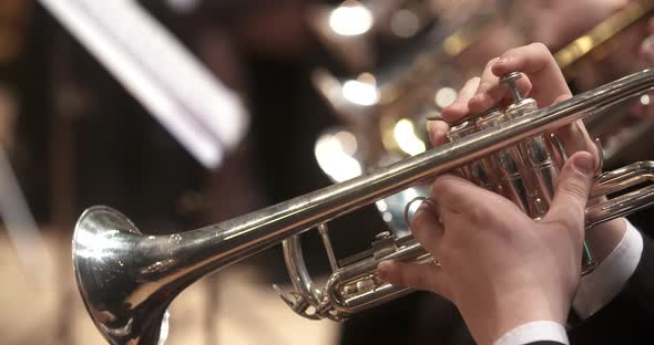 Musician Playing Trumpet at Concert