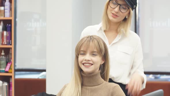 Young Model Came in Beauty Saloon for Hair Dyeing or Cutting