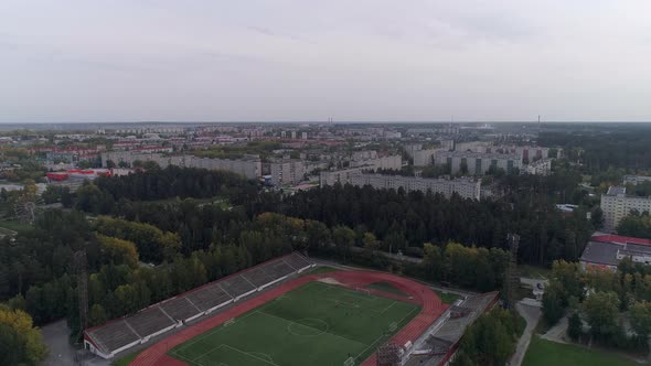 Aerial View of Open-air Sports Facilities in small town 08