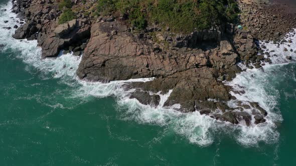 Aerial drone fly over sea coastline