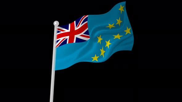 Flag Of Tuvalu Flying Animated Black Background