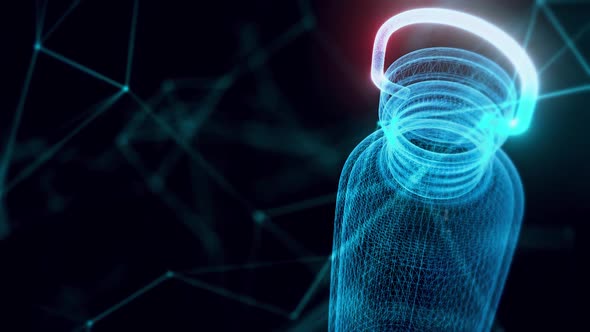 Steel Water Bottle Hologram Close Up Hd