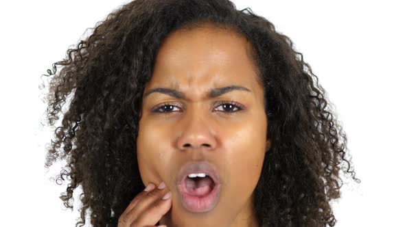 Toothache Black Woman in Tooth Pain White Background