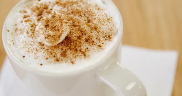 Coffee served in white cup