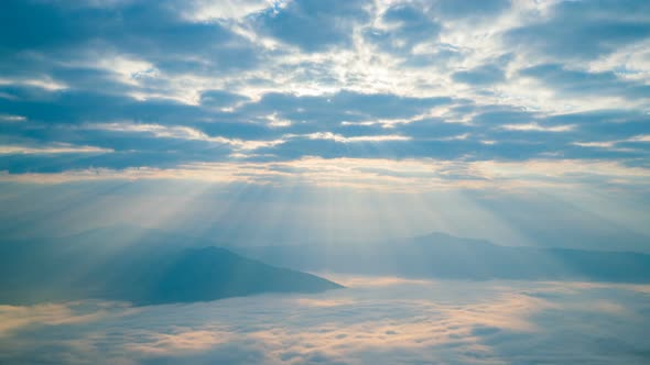 Sunrise And Shiny Light On Mountain