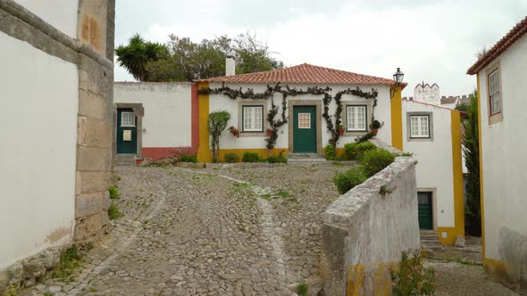 Very Beautiful Looking House in Castle of Óbidos which Resembles Fantasy or Fairytale House