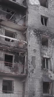 Vertical Video of a House Destroyed By the War in Ukraine