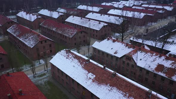 Aerial View of Auschwitz Birkenau a Concentration Camp in Poland