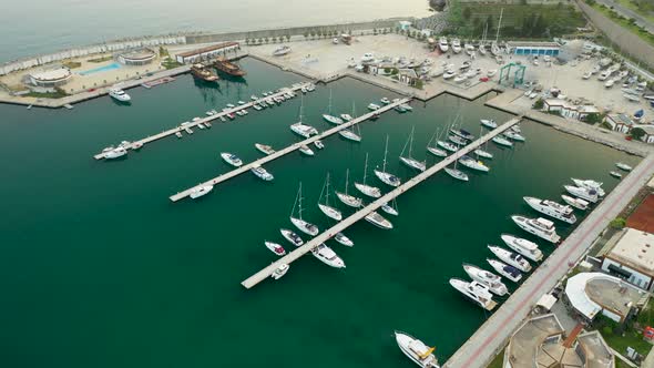 Yachts at Sea Filmed on a Drone