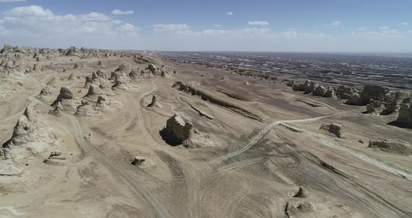 Aerial view of yardang landform landscape in west of china