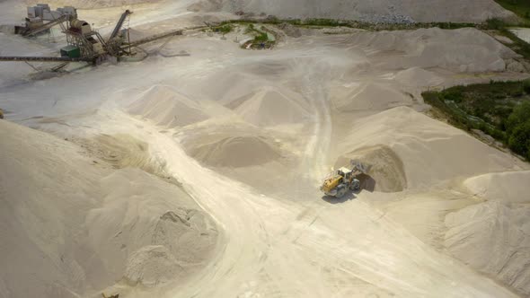 Aerial view of sand quarry, 