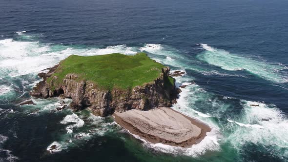 Aerial of Glashedy Island , an Uninhabitated Island West of Trawbreaga Bay - Donegal, Ireland