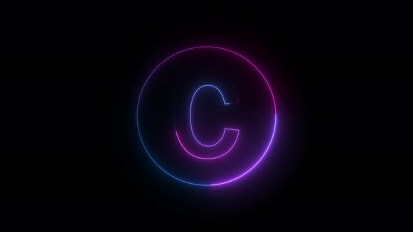 Blue pink Neon Light C Letter Logo Intro Animation