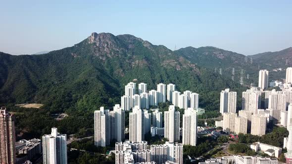 Lion rock mountain and building block in Hong Kong