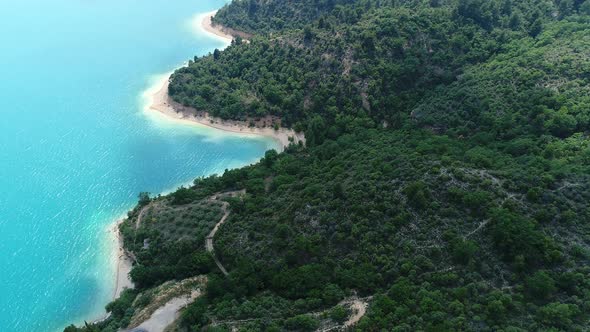 Lake of Sainte-Croix in the Verdon Regional Natural Park from the sky