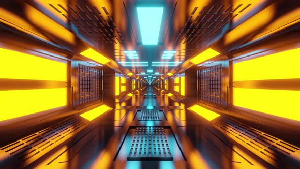 3D rendered animation, interior of a spaceship