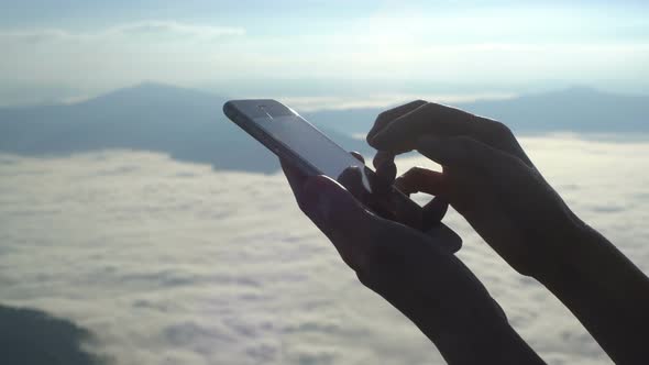 Use Smartphone With Fog Mountain