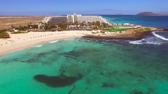 Aerial view of Bajo Negro Beach Club Riu Oliva Beach Resort in Fuerteventura.