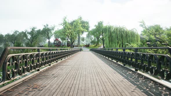 Old Bridge in Park in Summer Time