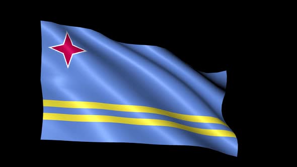 Aruba Flag Blowing In The Wind