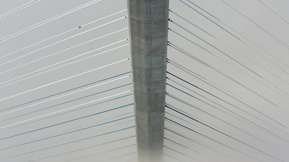 Aerial View of the Top of the Pylons of the Russian Bridge