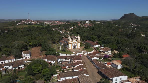 Tiradentes Town in Brazil with Old Santo Antonio Church