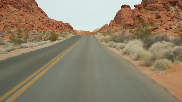 Road Trip Driving Auto in Valley of Fire Las Vegas Nevada USA