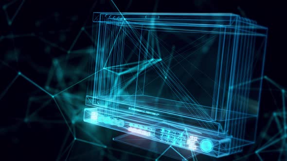 Studio Video Camera Monitor Hologram Close Up 4k alt