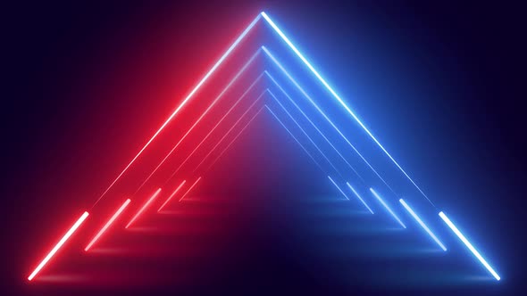 Red And Blue Glowing Neon Lights Loop Animated Background