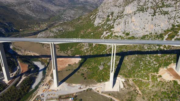 Aerial Shot of the Fully Finished Moracica Bridge in Montenegro