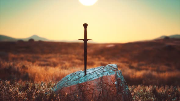 Famous Sword Excalibur of King Arthur in the Rock alt