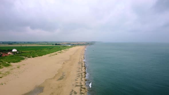 4K Aerial Drone Footage of Scenic Coastal Beach Landscape, UK