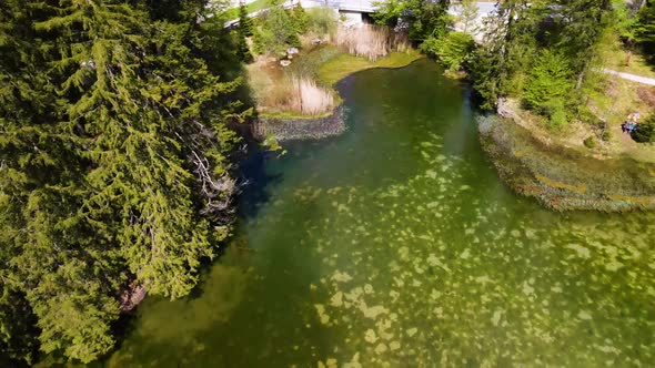 Beautiful view on an Lake in the Mountains Drone Video