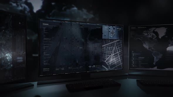 Futuristic Drone Surveillance Showing Sports Car Scan On A Computer Screen alt